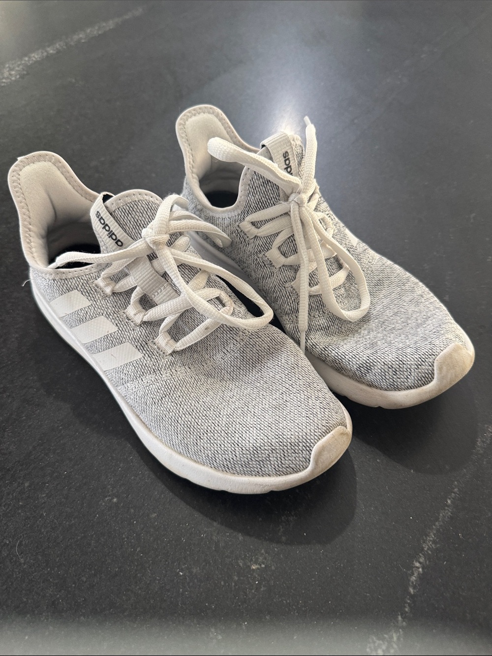 adidas Light Gray Knit Athletic Sneakers